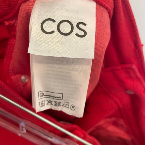 COS Wide-Leg Drawstring Denim Trouser Jeans Cherry Red Cotton Lyocell 2 - Picture 5 of 7